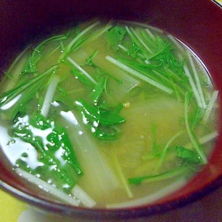 うどと水菜のみそ汁